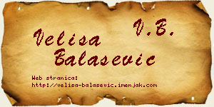 Veliša Balašević vizit kartica